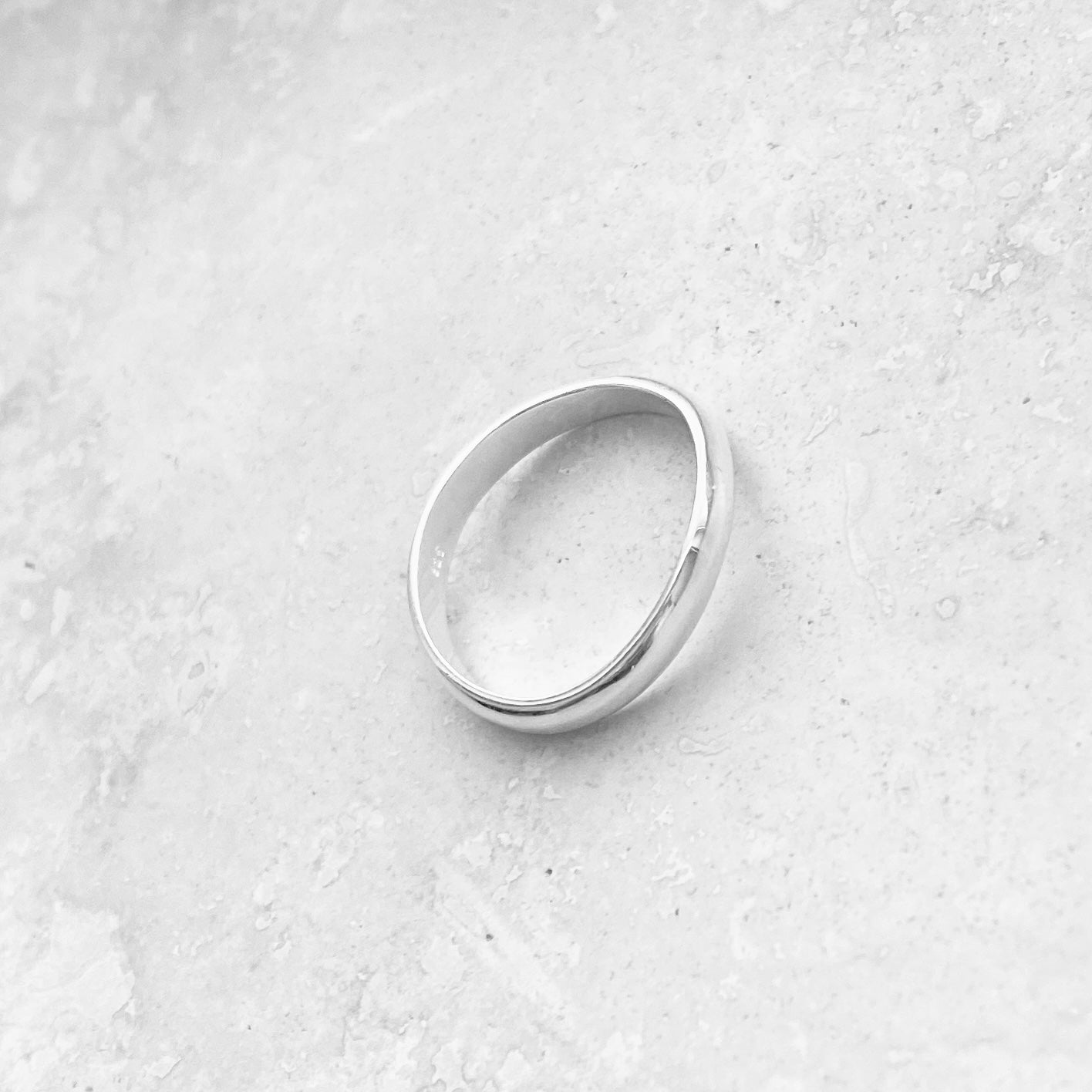 Sterling Silver High Polish 3mm Curve Band Ring, Wedding Silver Ring