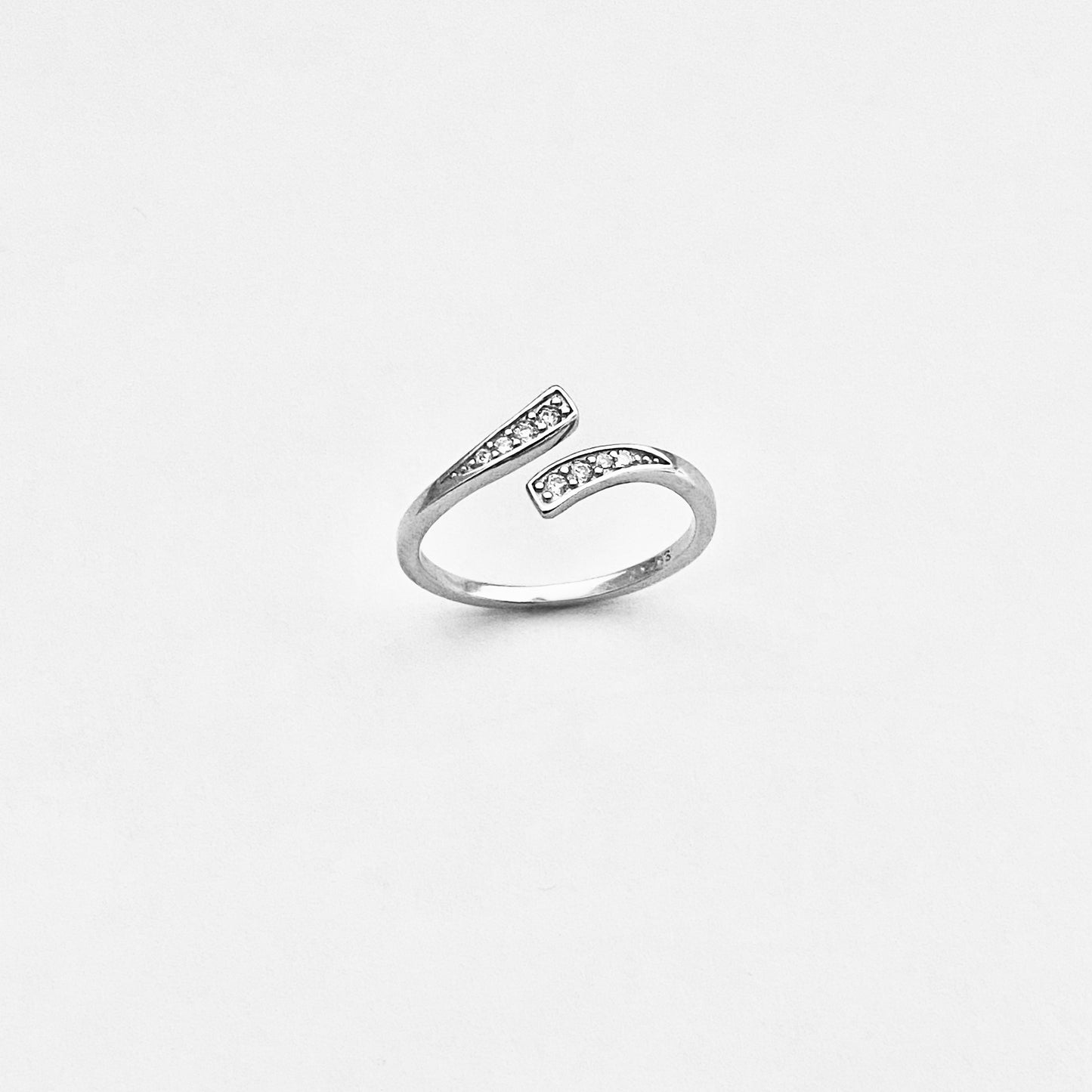 925 Sterling Silver Delicate Wraparound CZ Ring | Teardrop Dainty Silver Ring