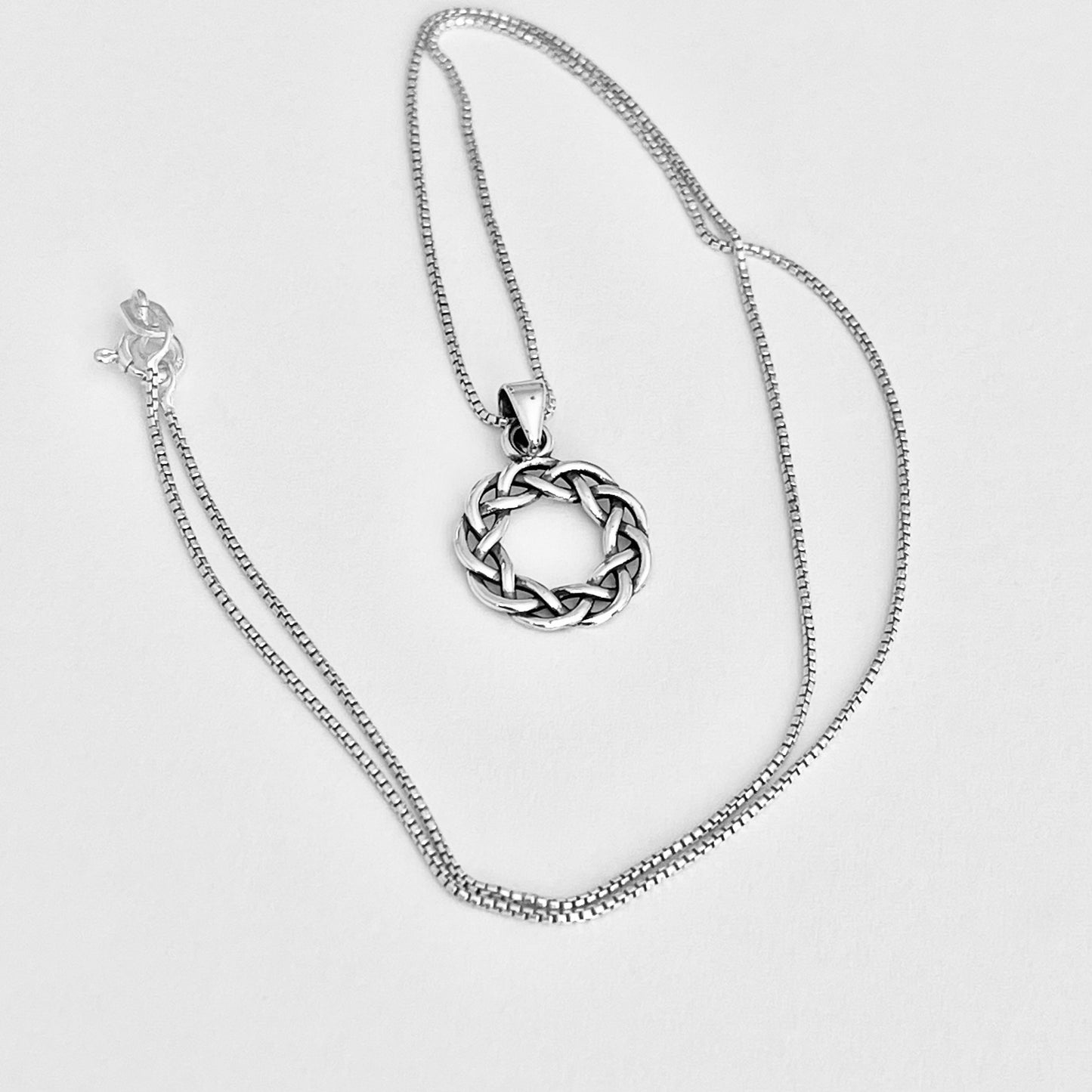 Sterling Silver Small Eternity Celtic Wreath Necklace, Braided Necklaces, Eternity Braid Chain