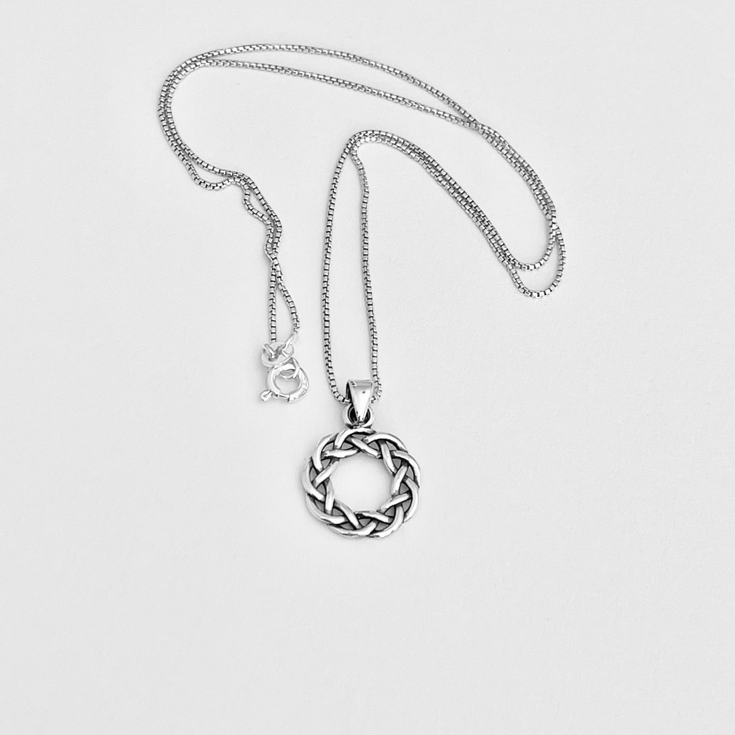 Sterling Silver Small Eternity Celtic Wreath Necklace, Braided Necklaces, Eternity Braid Chain