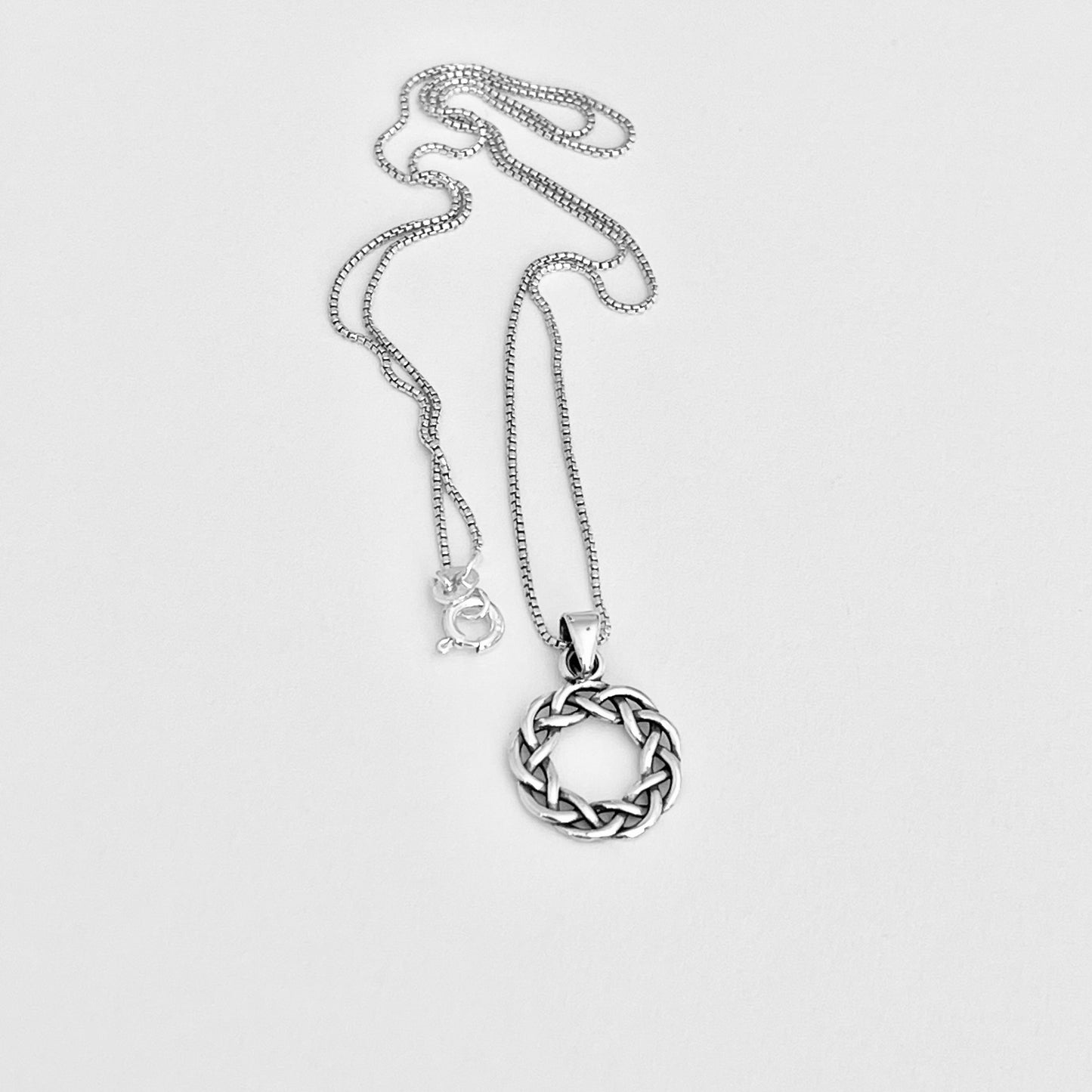 Sterling Silver Small Eternity Celtic Wreath Necklace, Braided Necklaces, Eternity Braid Chain