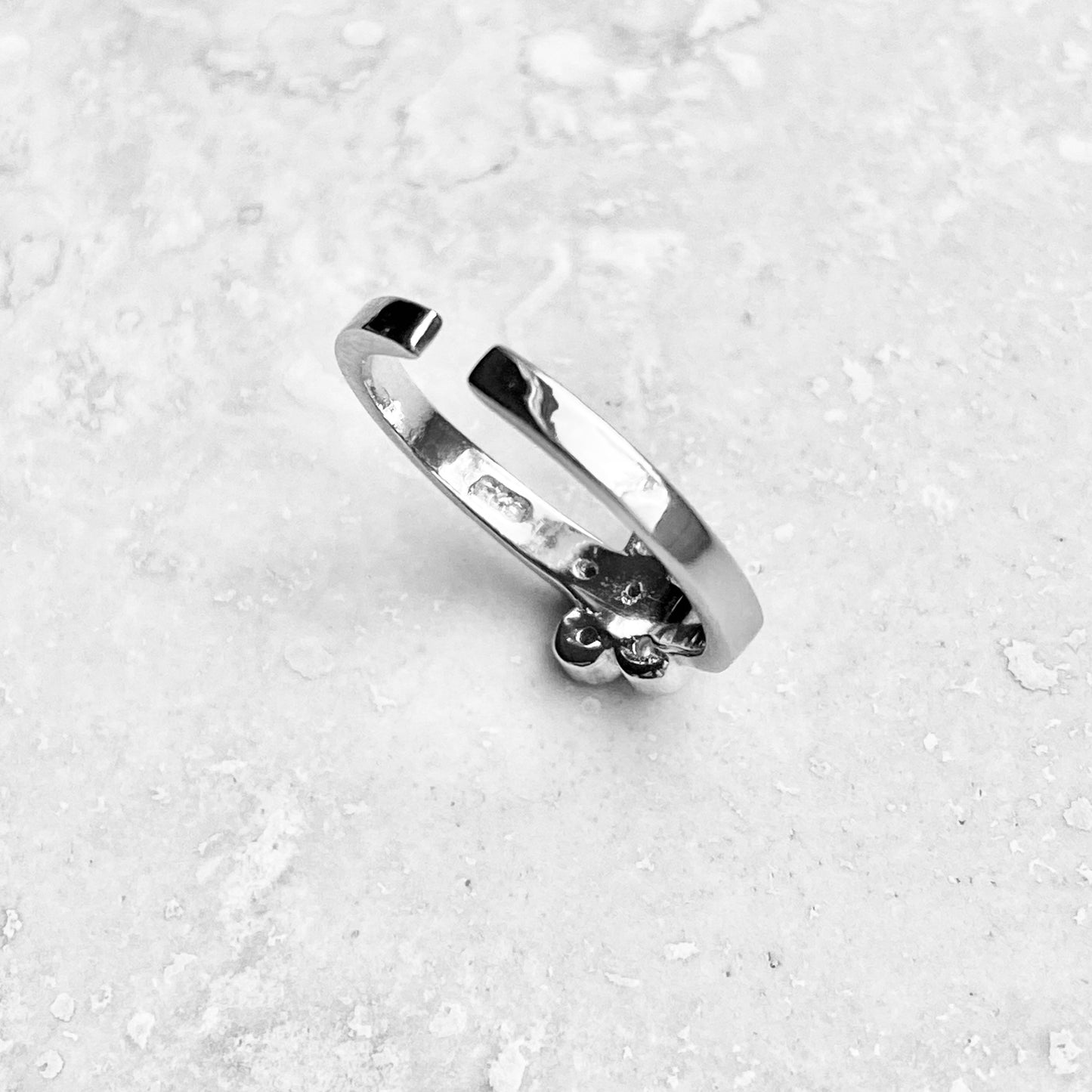 Sterling Silver CZ Plumeria Toe Ring – Dainty Hawaiian Flower Midi Pinky Rings