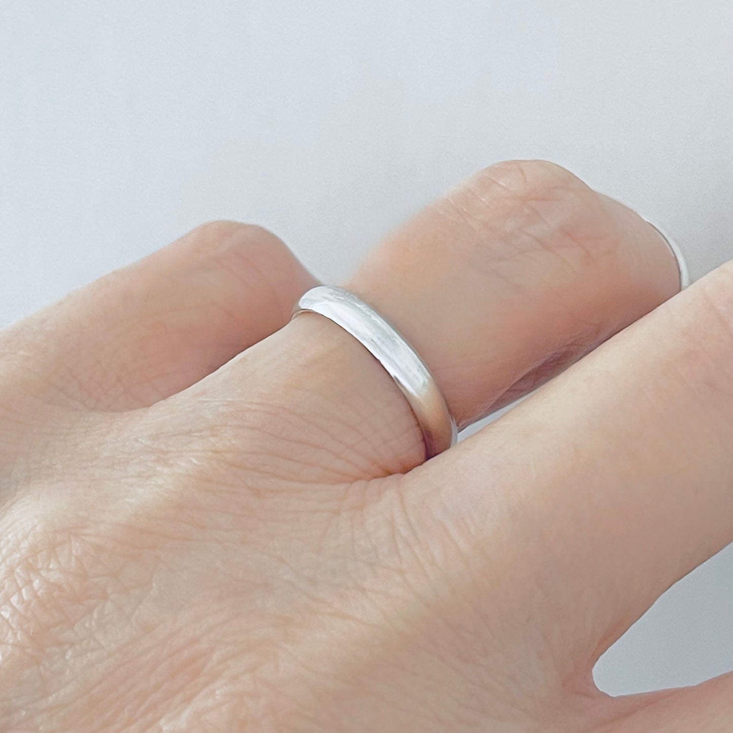 Sterling Silver Thin Plain 3mm Unisex Band Ring, Wedding Silver Ring