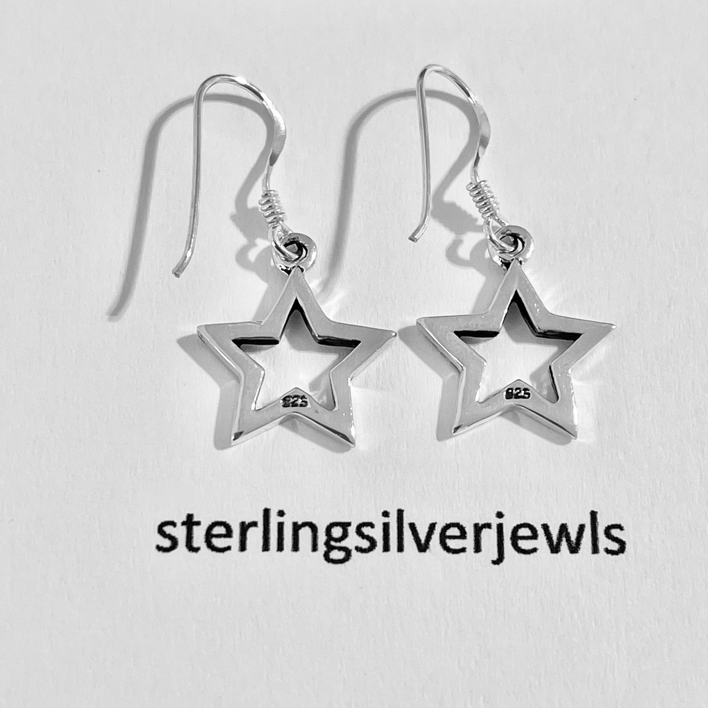 925 Sterling Silver Dangle Star Earrings | Celestial Drop Earrings, Silver Jewelry