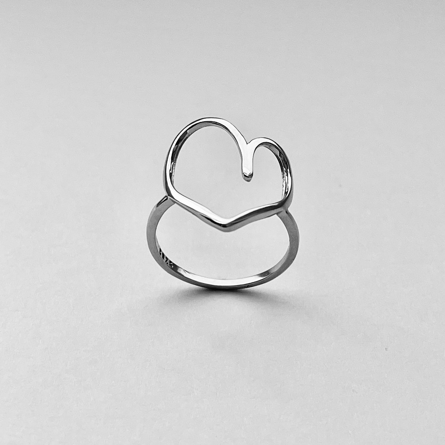 Sterling Silver Delicate Big Open Heart Ring, Statement Rings, Love Hearts
