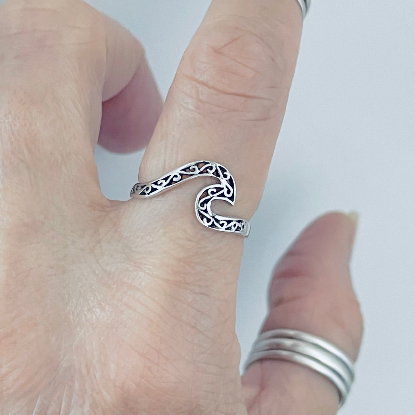 Sterling Silver Filigree Wave Ring | Ocean, Beach & Surfer Jewelry