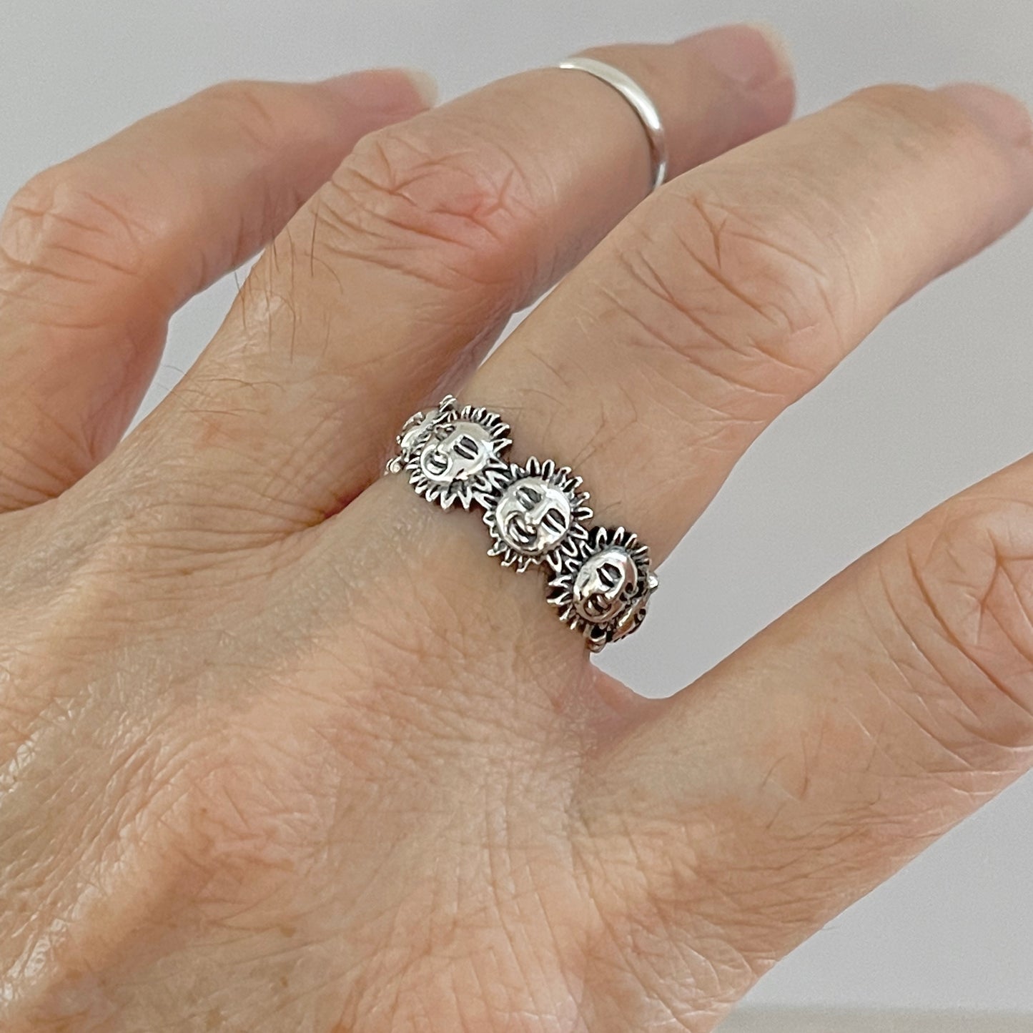 Sterling Silver Sunny Faces Ring, Silver Rings, Celestial Ring, Sun, Sunshine