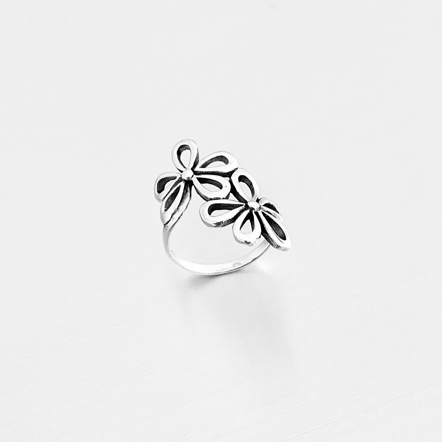 Sterling Silver 2 Large Flower Ring, Statement Rings, Silver Ring, Daisies