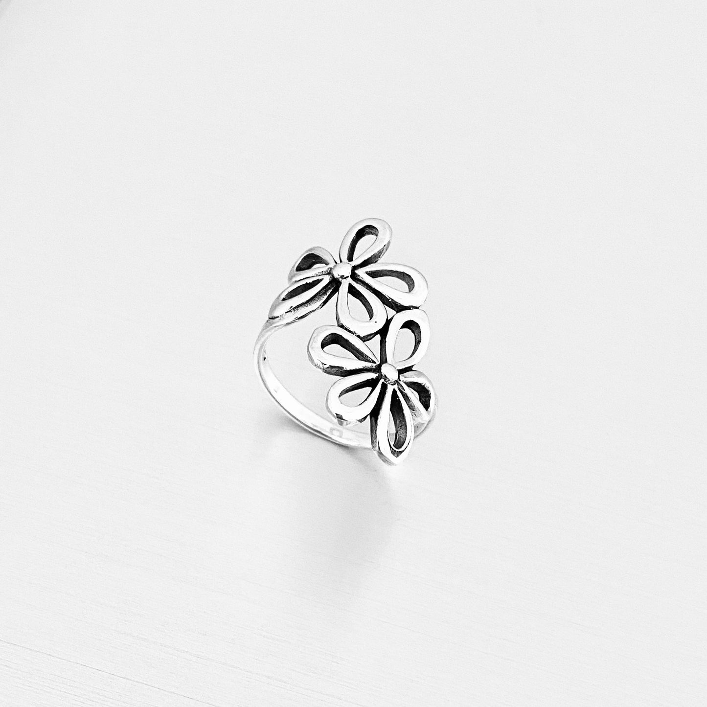 Sterling Silver 2 Large Flower Ring, Statement Rings, Silver Ring, Daisies