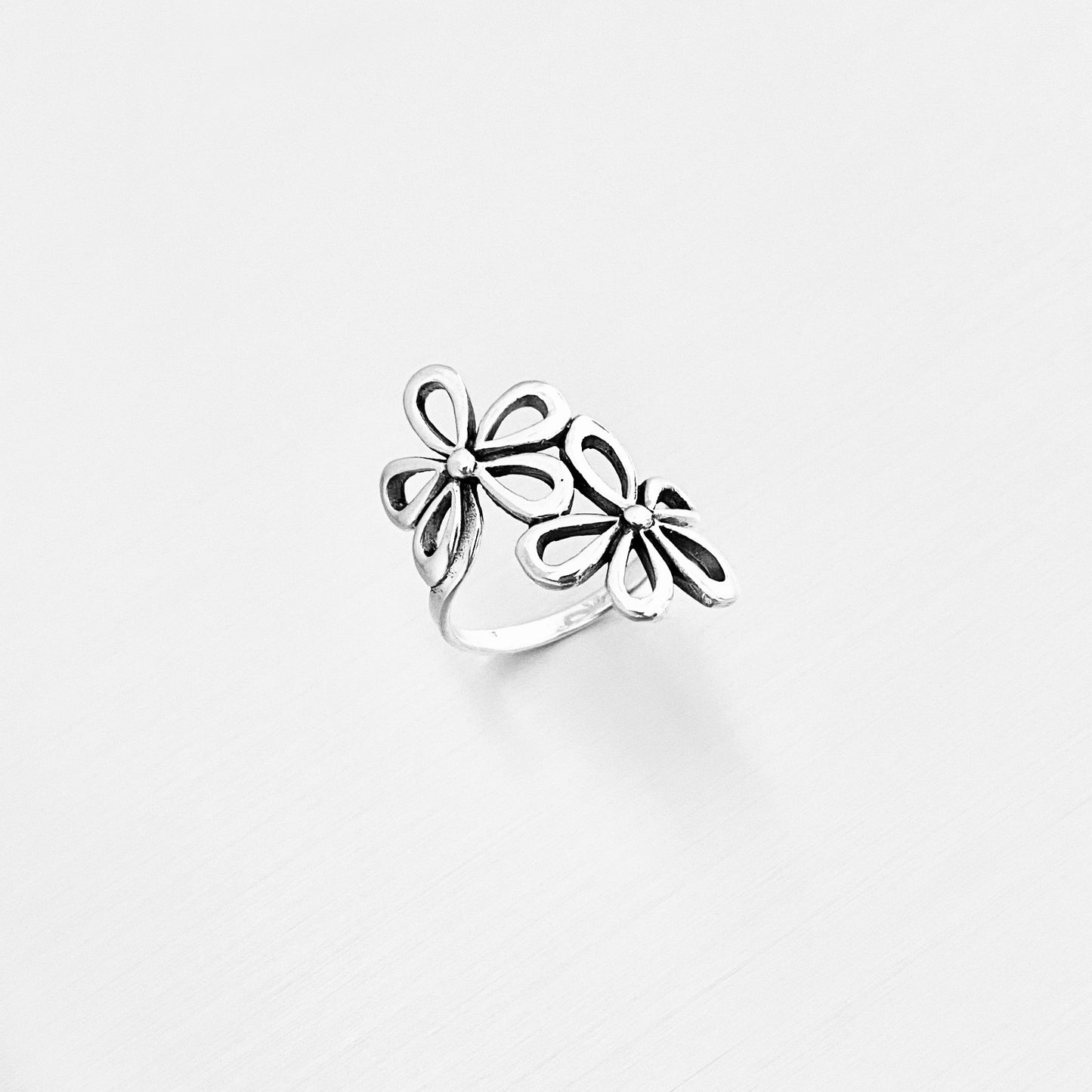 Sterling Silver 2 Large Flower Ring, Statement Rings, Silver Ring, Daisies