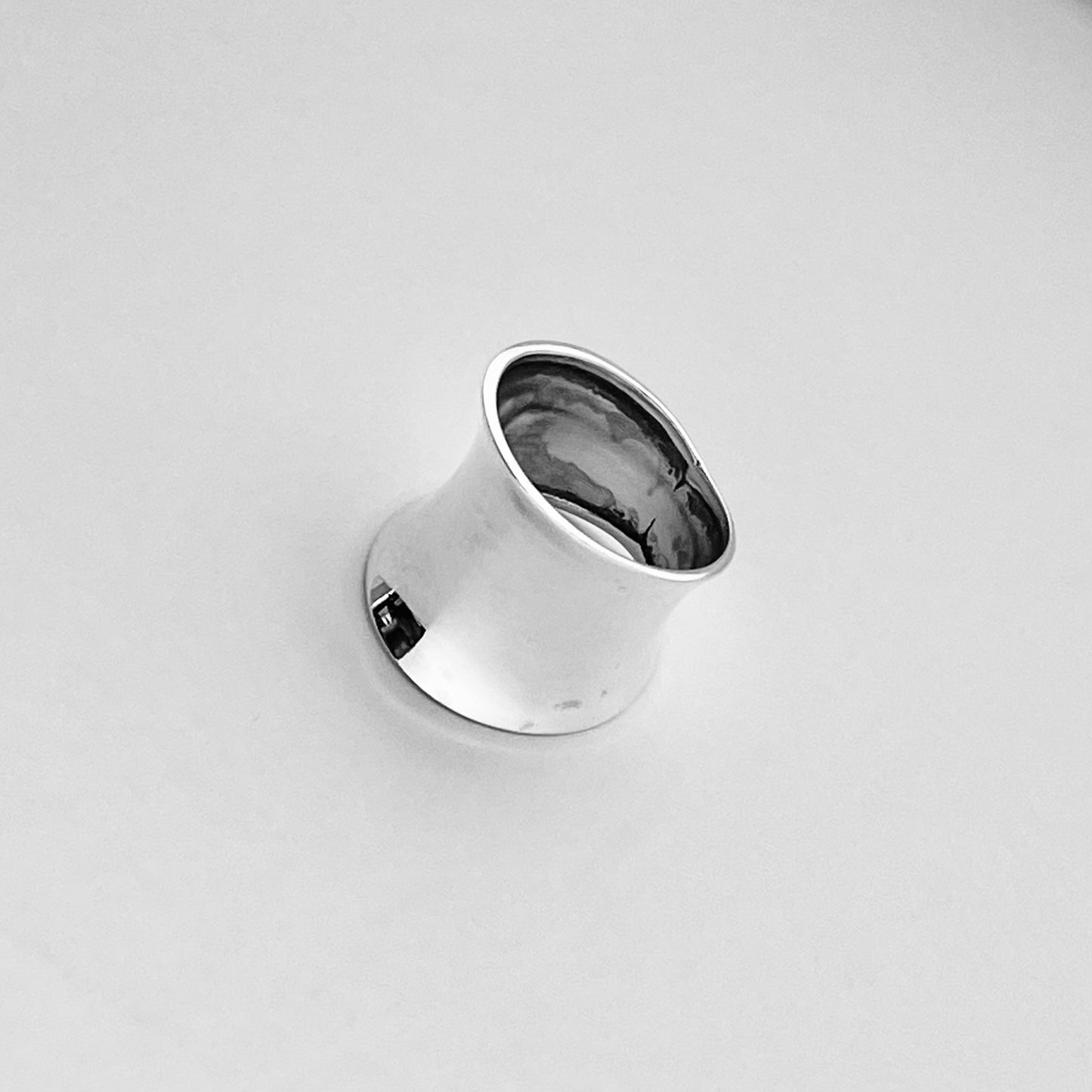 Sterling Silver Large Thin Concave Ring, Statement Silver Rings, Wide Band