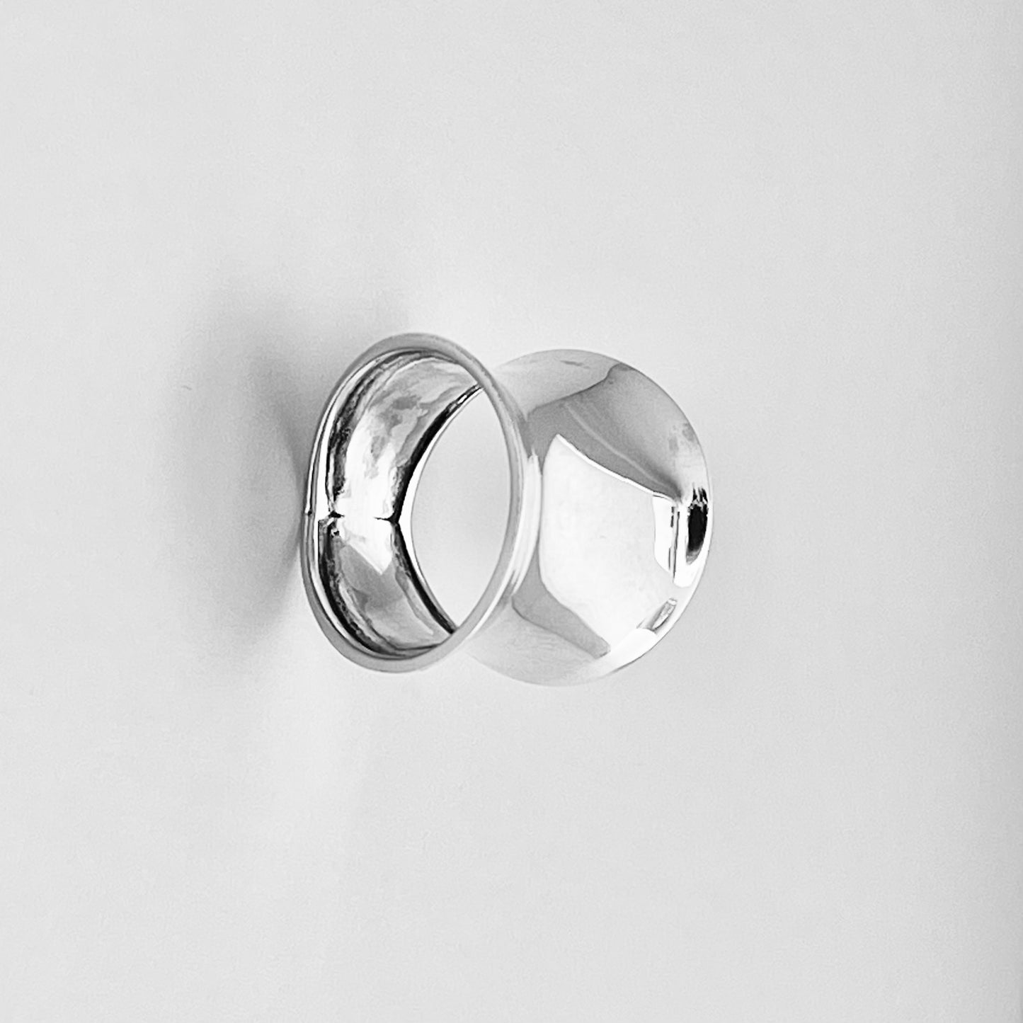 Sterling Silver Large Thin Concave Ring, Statement Silver Rings, Wide Band