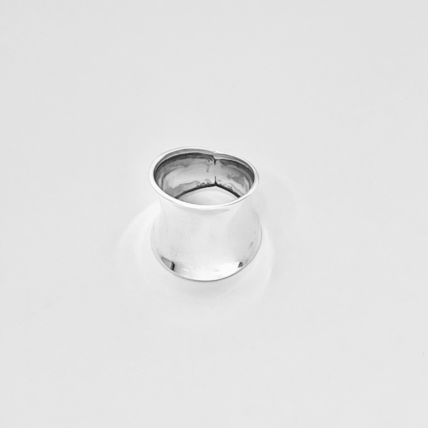 Sterling Silver Large Thin Concave Ring, Statement Silver Rings, Wide Band