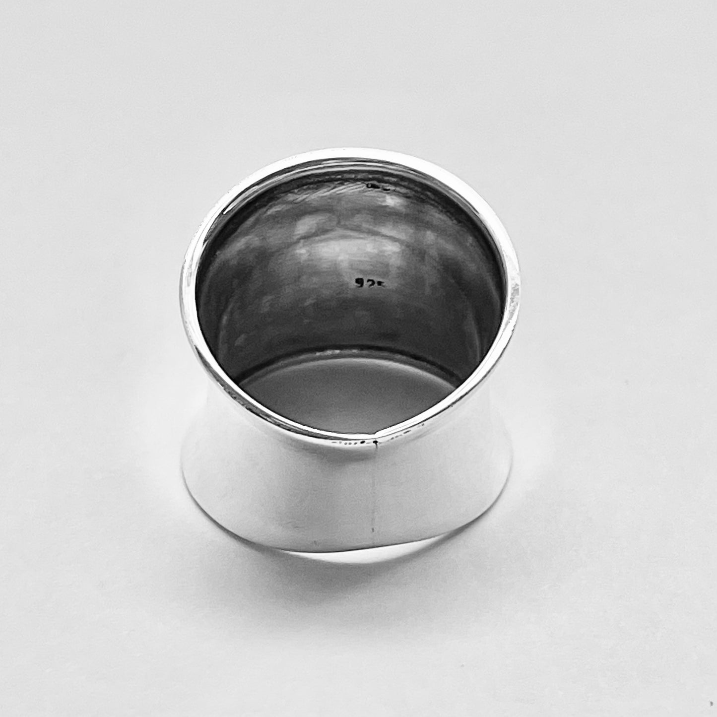 Sterling Silver Large Thin Concave Ring, Statement Silver Rings, Wide Band