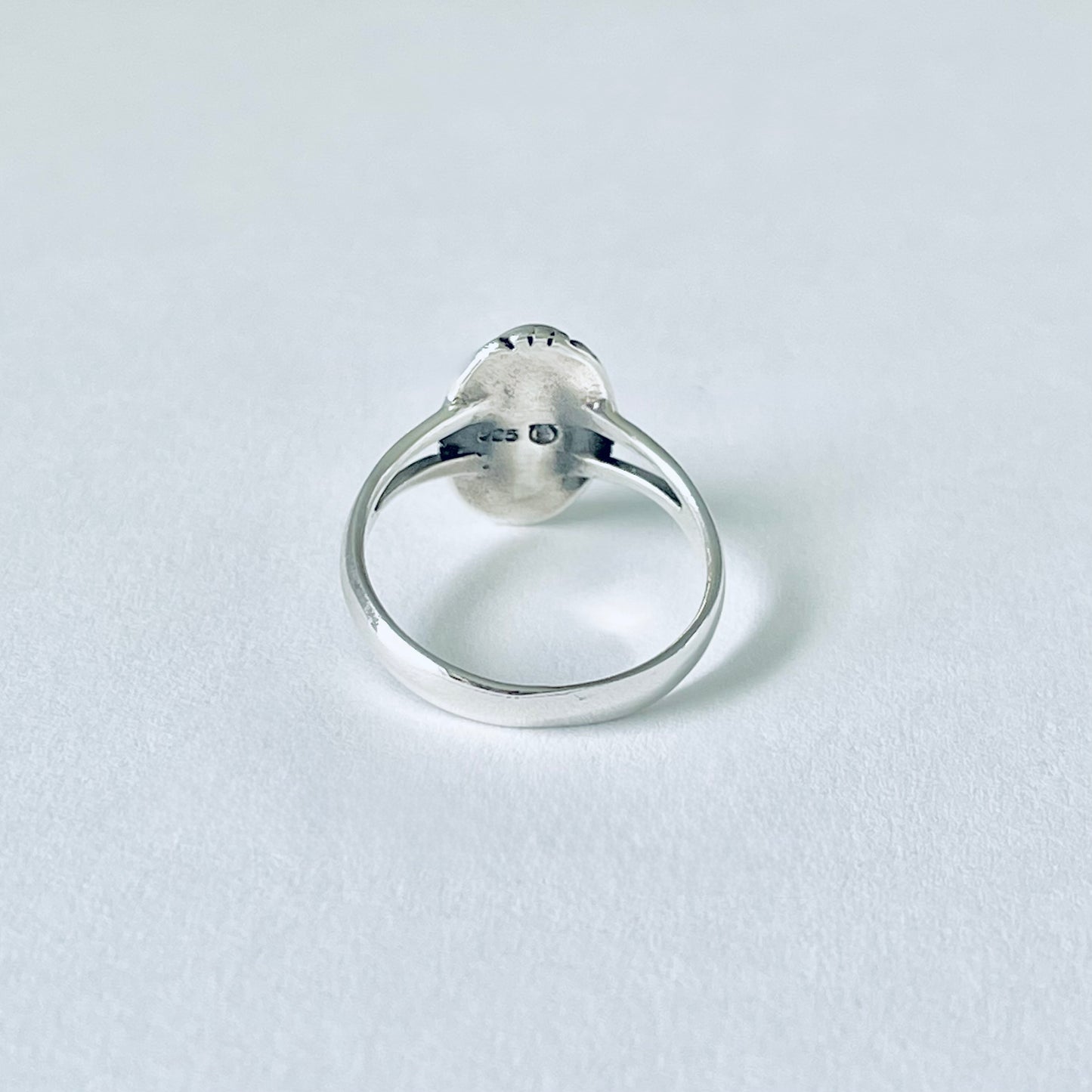 Sterling Silver Oval Genuine Turquoise Ring with Braid, Statement Stone Jewelry