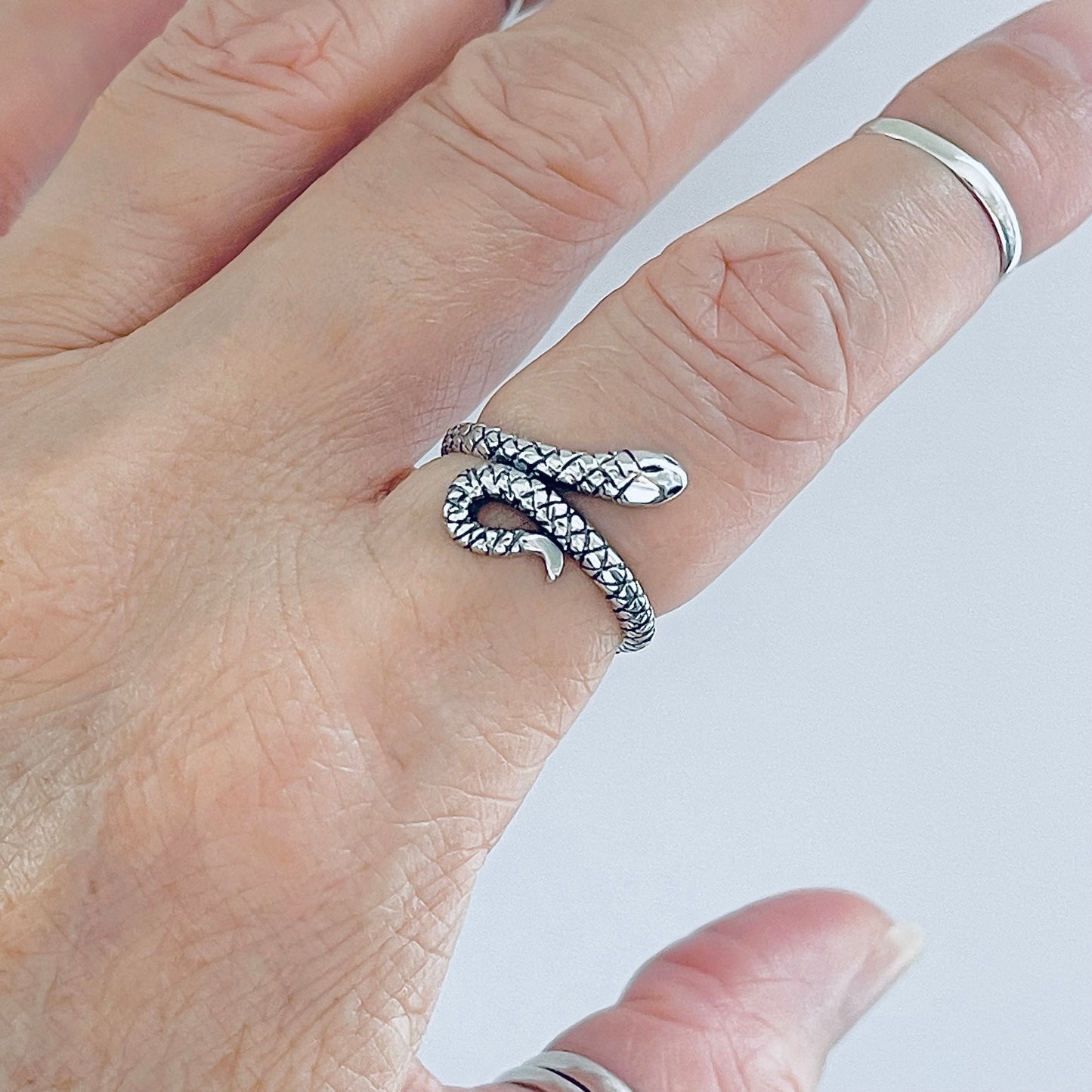 Sterling Silver Small Snake Ring, Reptile Rings, Animal Ring, Snakes