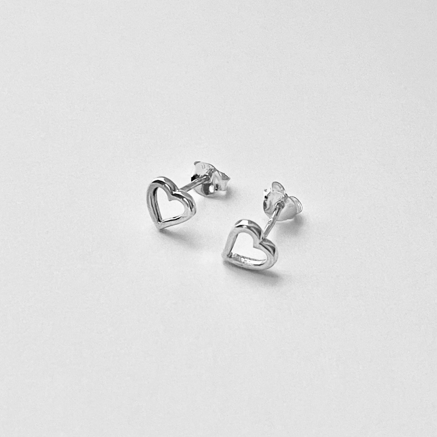 Sterling Silver Small Open Heart Earring, Stud Earrings, Silver Earring