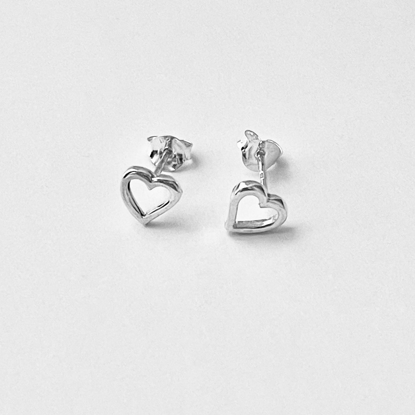 Sterling Silver Small Open Heart Earring, Stud Earrings, Silver Earring