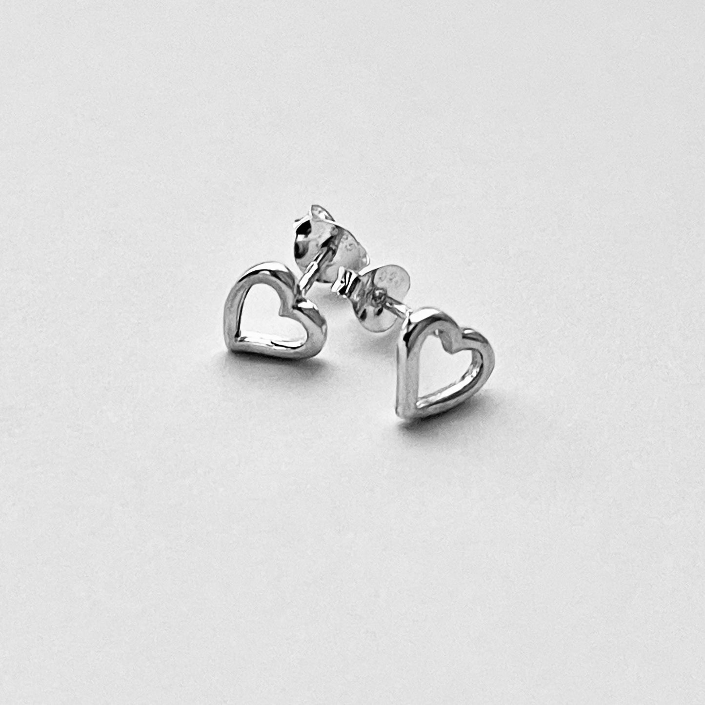 Sterling Silver Small Open Heart Earring, Stud Earrings, Silver Earring