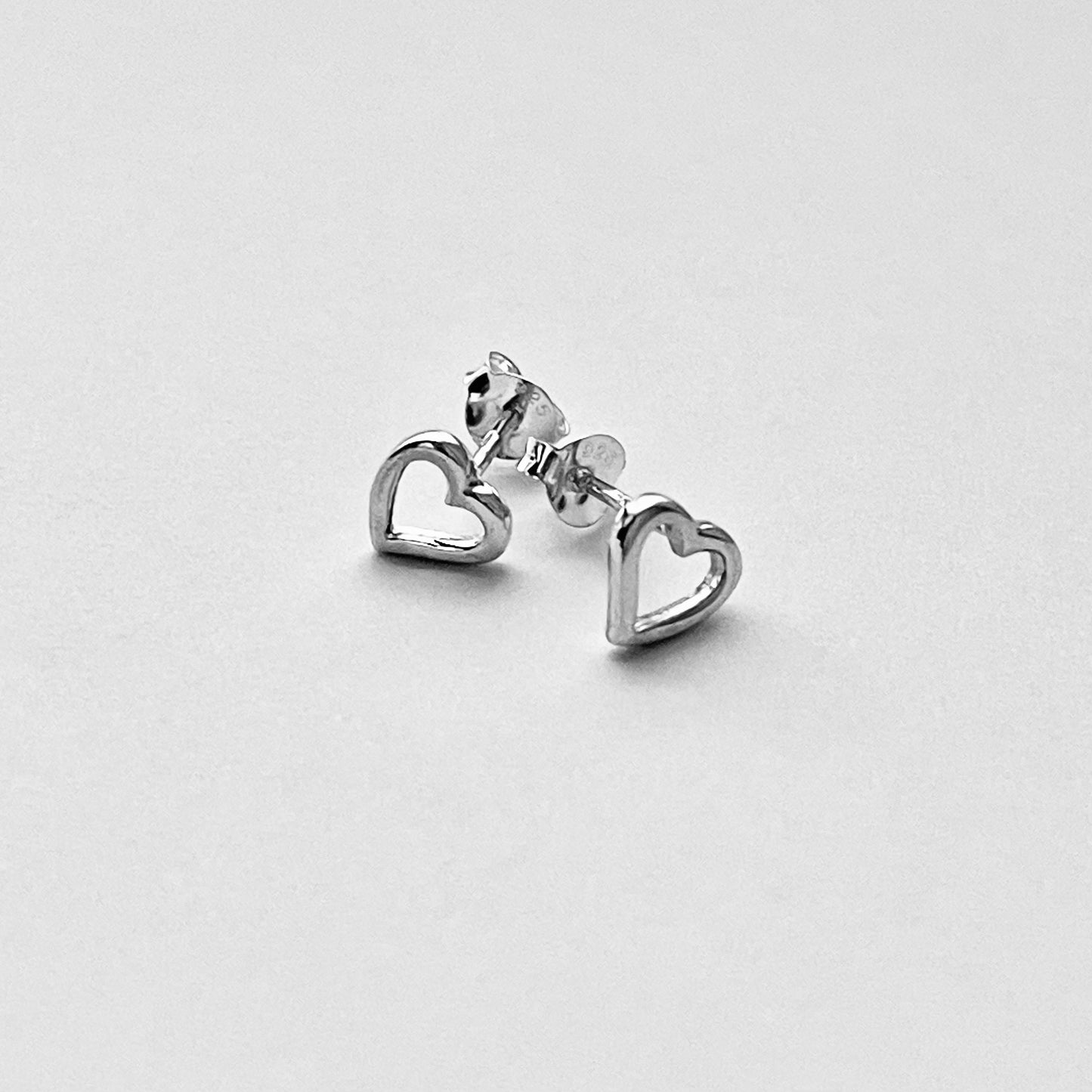 Sterling Silver Small Open Heart Earring, Stud Earrings, Silver Earring