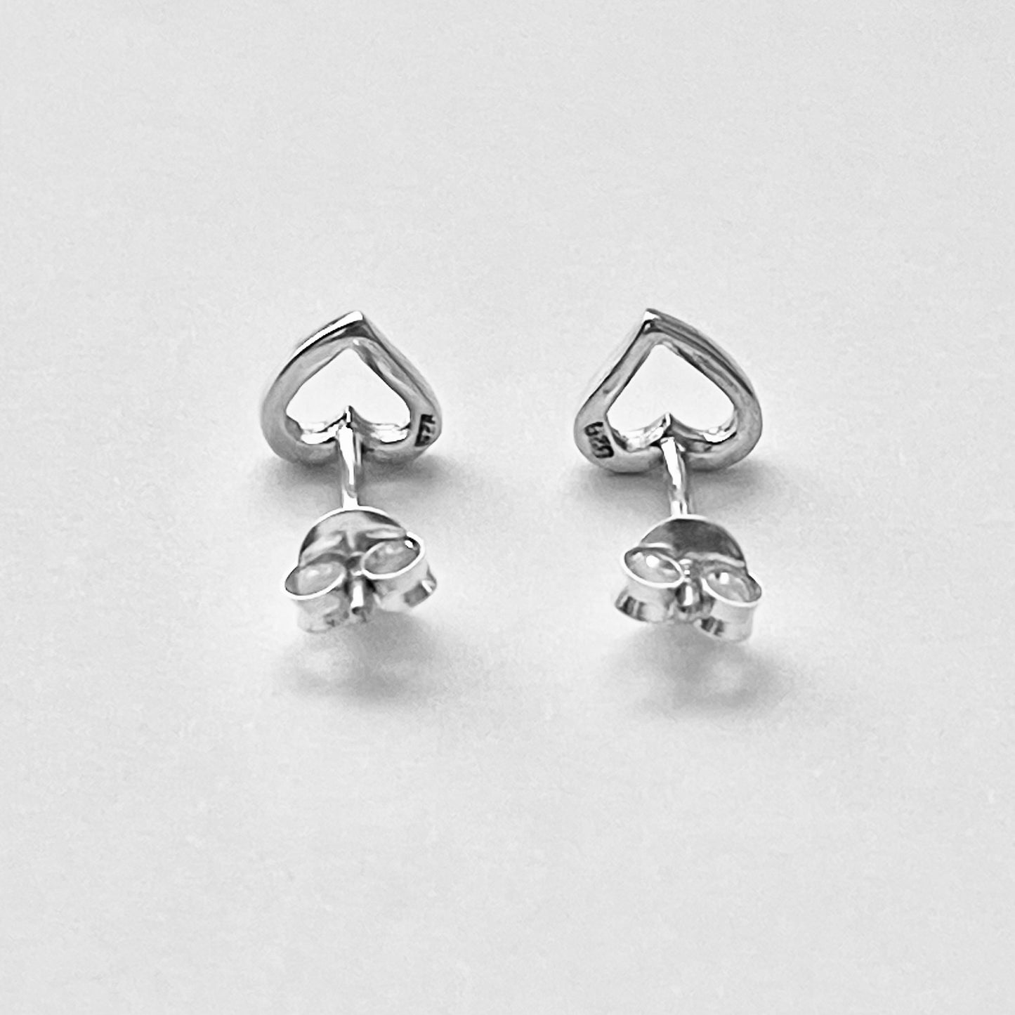Sterling Silver Small Open Heart Stud Earrings | Love Heart Jewelry