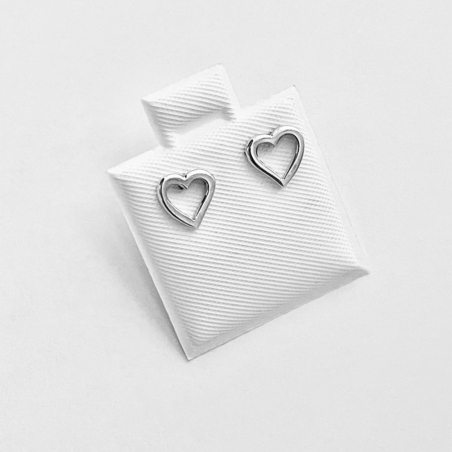 Sterling Silver Small Open Heart Earring, Stud Earrings, Silver Earring