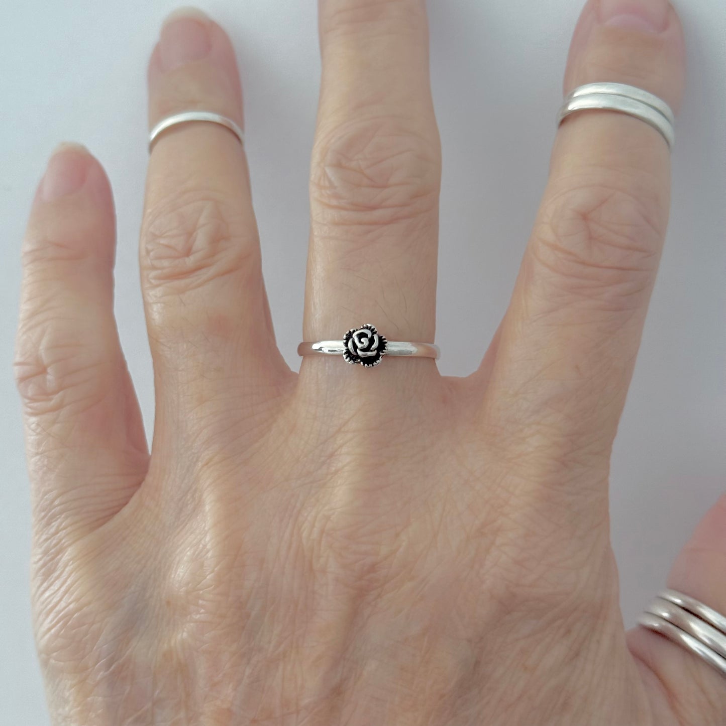 Sterling Silver Little Dainty Rose Ring, Flower Ring, Silver Rings, Love Roses