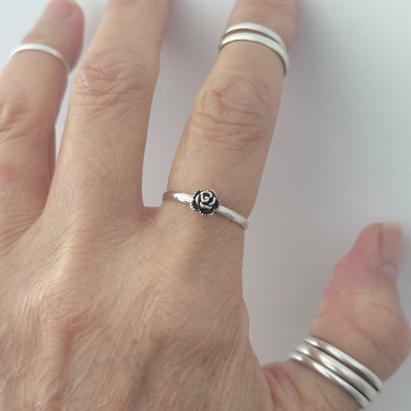 Sterling Silver Little Dainty Rose Ring, Flower Ring, Silver Rings, Love Roses