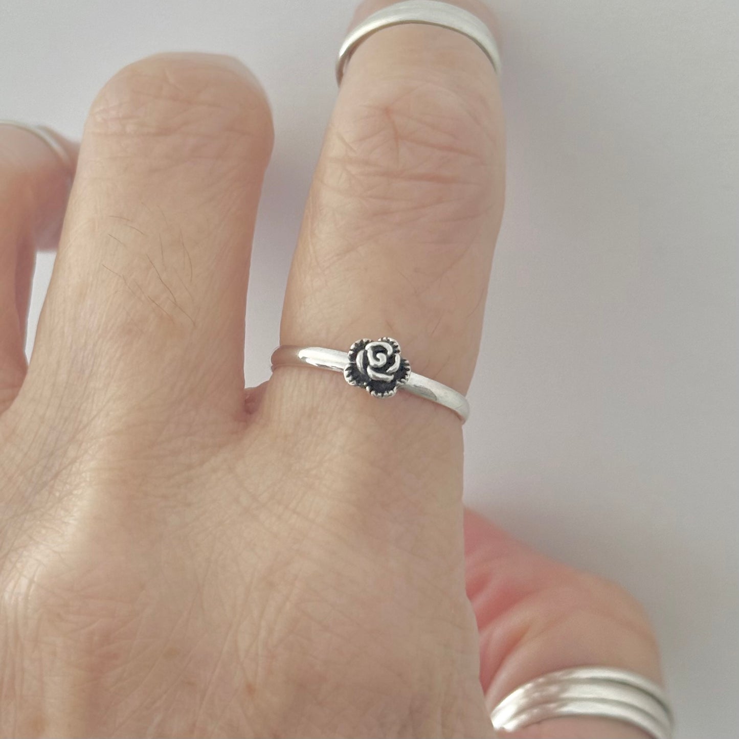 Sterling Silver Little Dainty Rose Ring, Flower Ring, Silver Rings, Love Roses