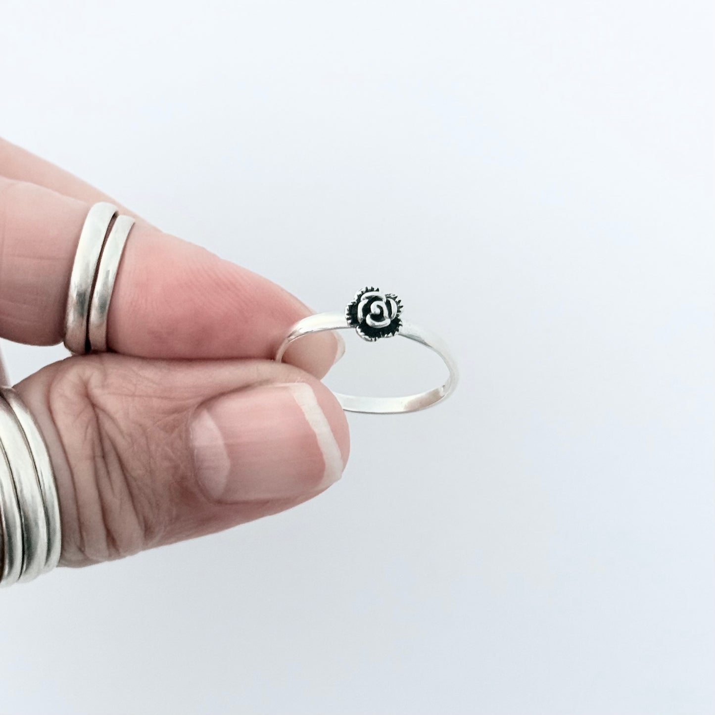 Sterling Silver Little Dainty Rose Ring, Flower Ring, Silver Rings, Love Roses
