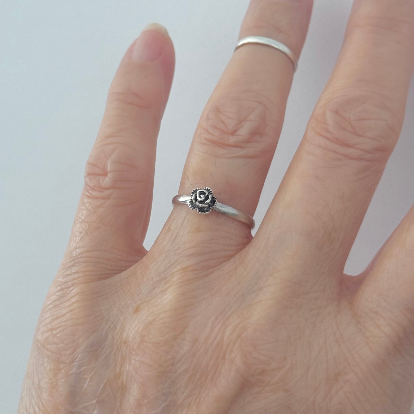 Sterling Silver Little Dainty Rose Ring, Flower Ring, Silver Rings, Love Roses