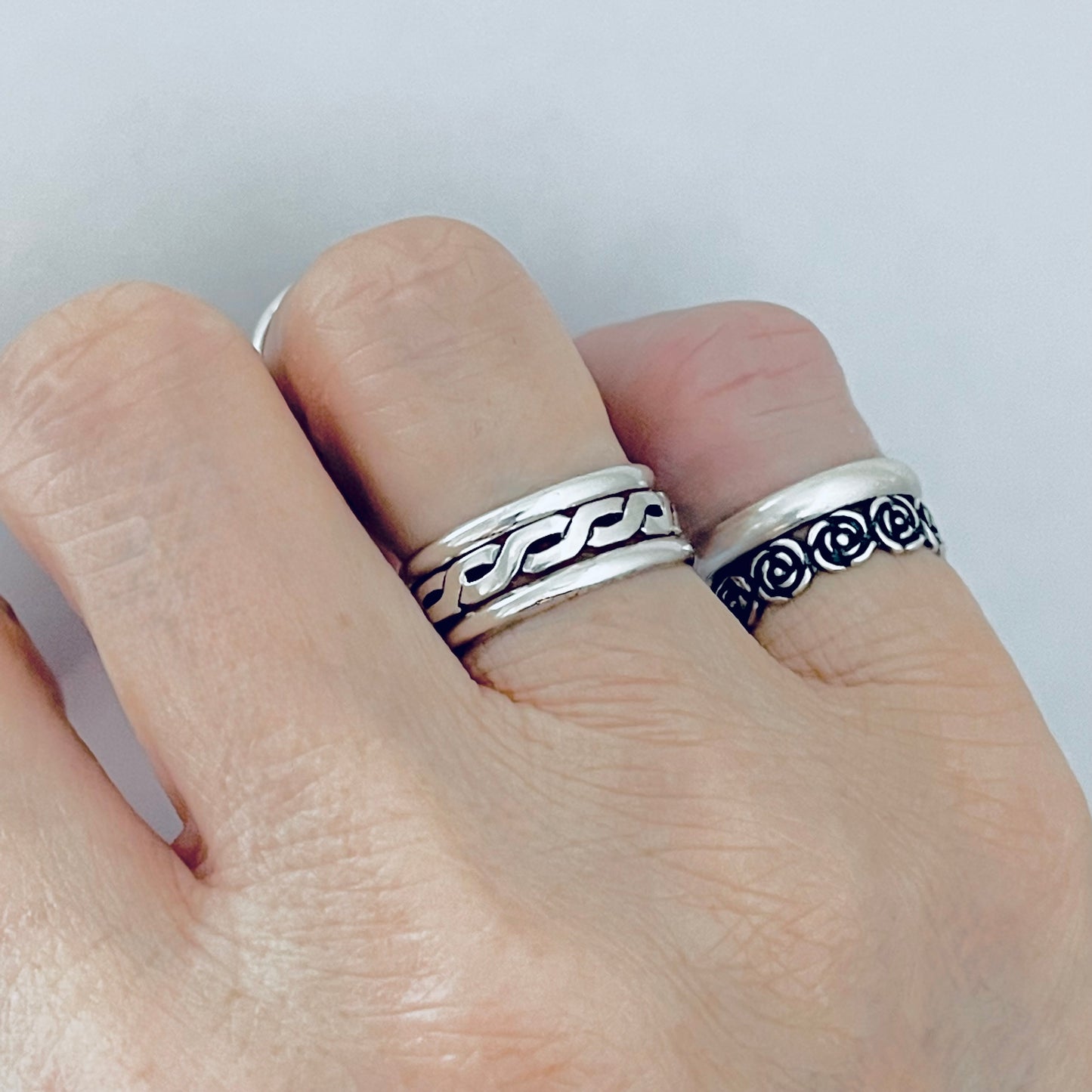 Sterling Silver Square Eternity Infinity Ring, Love Bands, Link Chain Jewelry