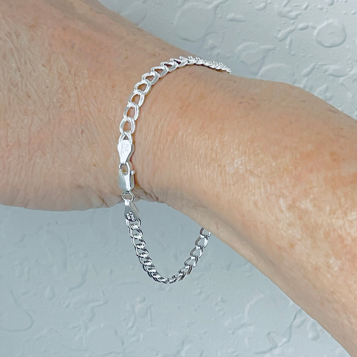 925 Sterling Silver Italian Chain Link Bracelet | Charm-Ready Silver Bracelets