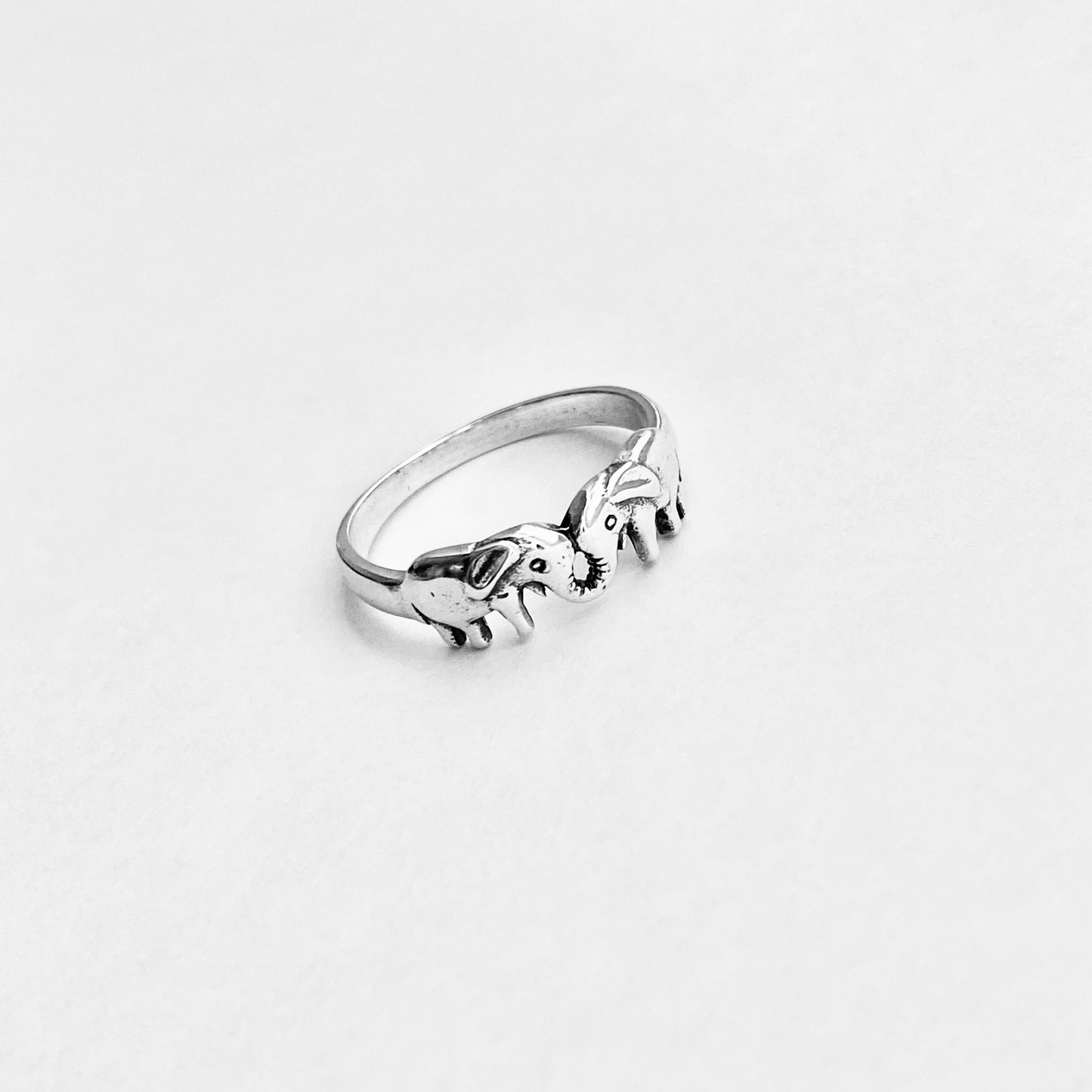 925 Sterling Silver Small Kissing Elephant Ring | Love Couples Good Luck Animal Silver Rings
