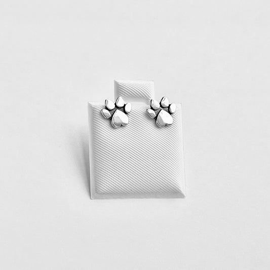 Sterling Silver Heart Paw Print Stud Earring, Animal Silver Earrings, Love Dog Earring