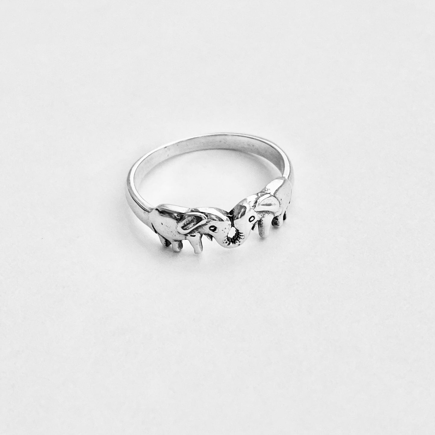 925 Sterling Silver Small Kissing Elephant Ring | Love Couples Good Luck Animal Silver Rings