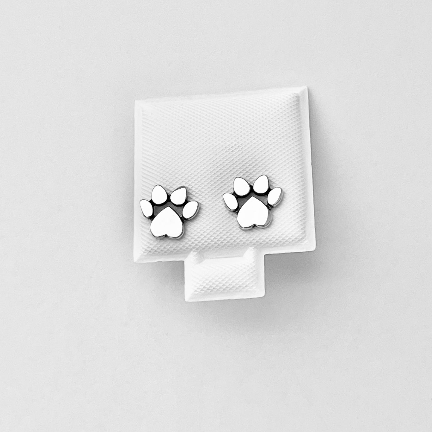 Sterling Silver Heart Paw Print Stud Earring, Animal Silver Earrings, Love Dog Earring