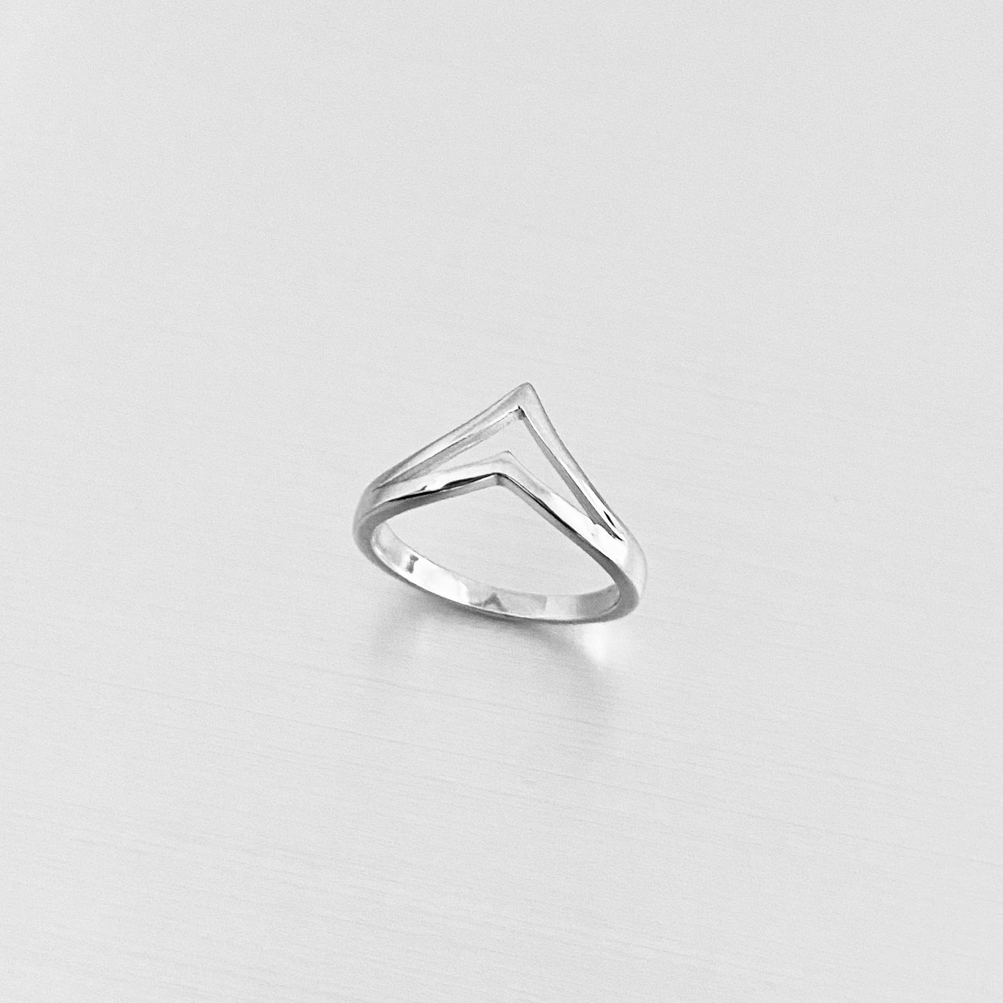 Sterling Silver Double V Shape Ring, Chevron Silver Ring