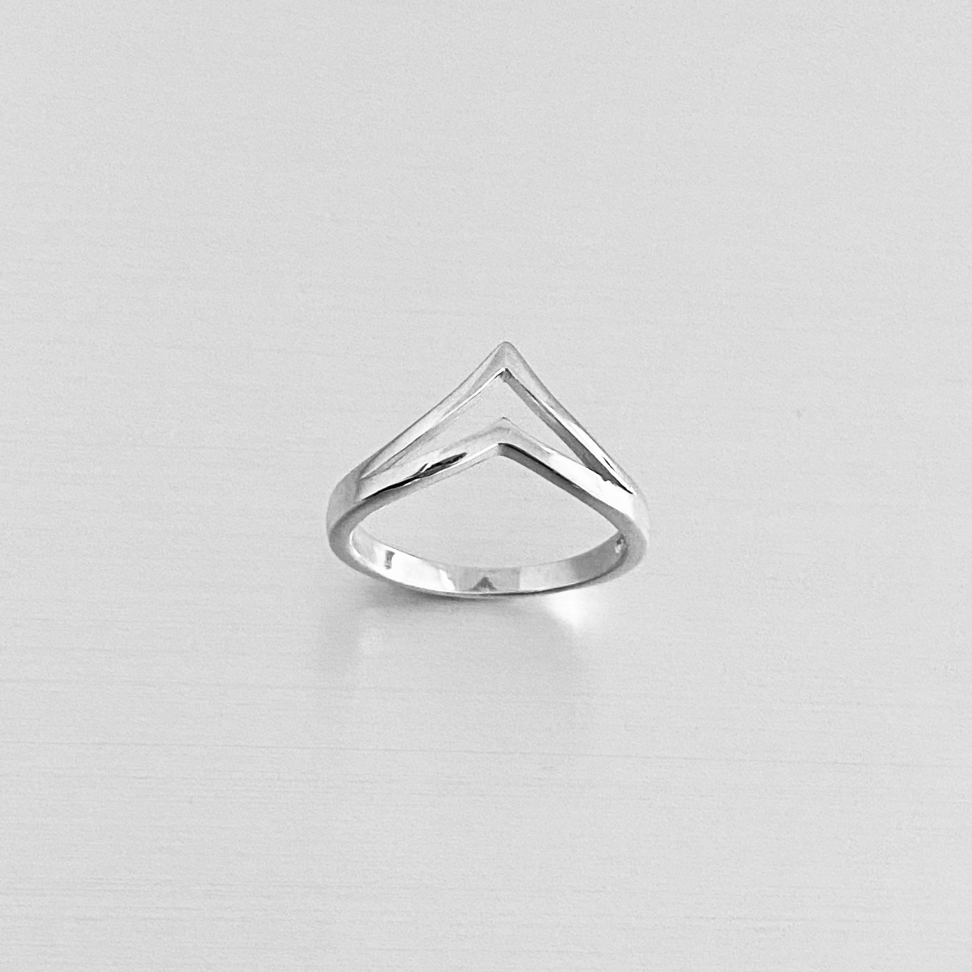 Sterling Silver Double V Shape Ring, Chevron Silver Ring