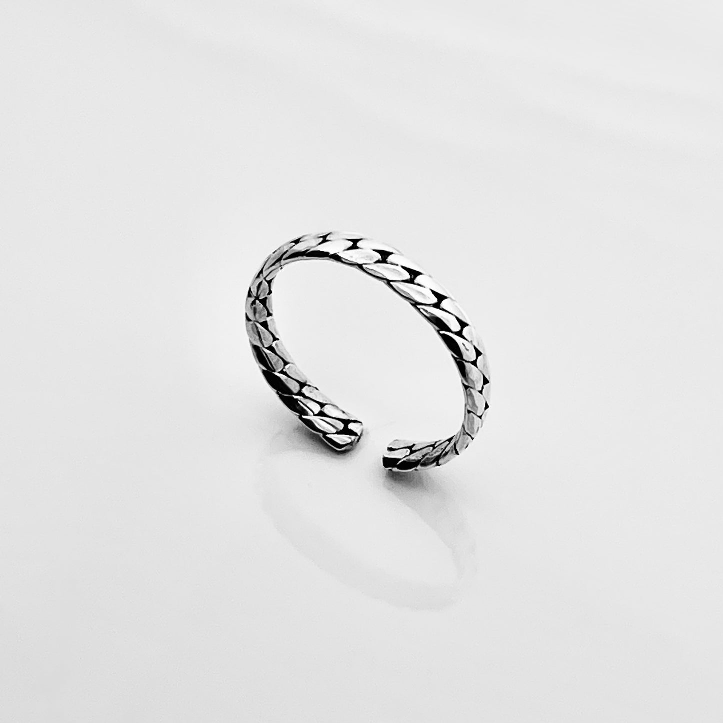 Sterling Silver Flat Link Band Toe Ring | Chain Links Silver Rings