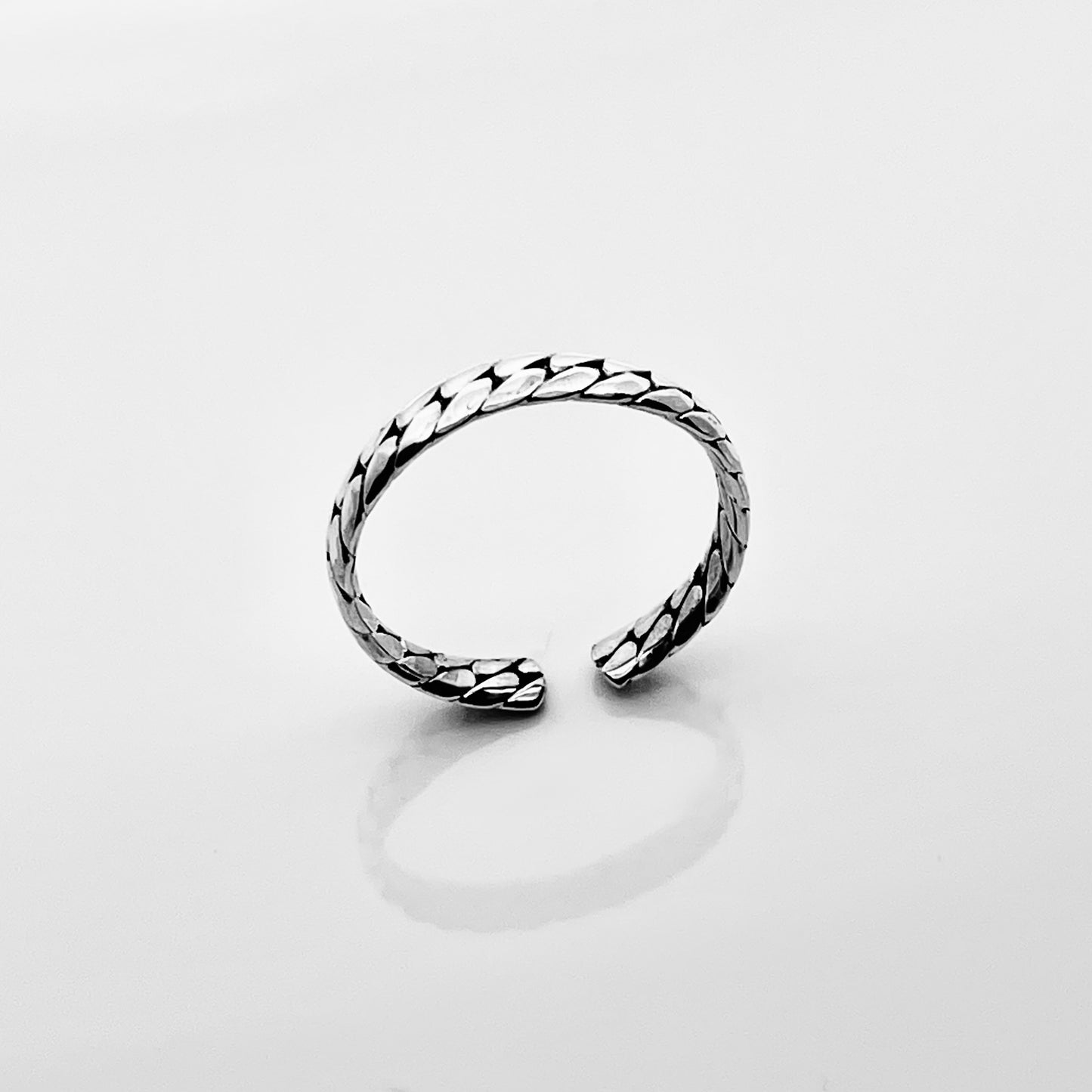 Sterling Silver Flat Link Band Toe Ring | Chain Links Silver Rings
