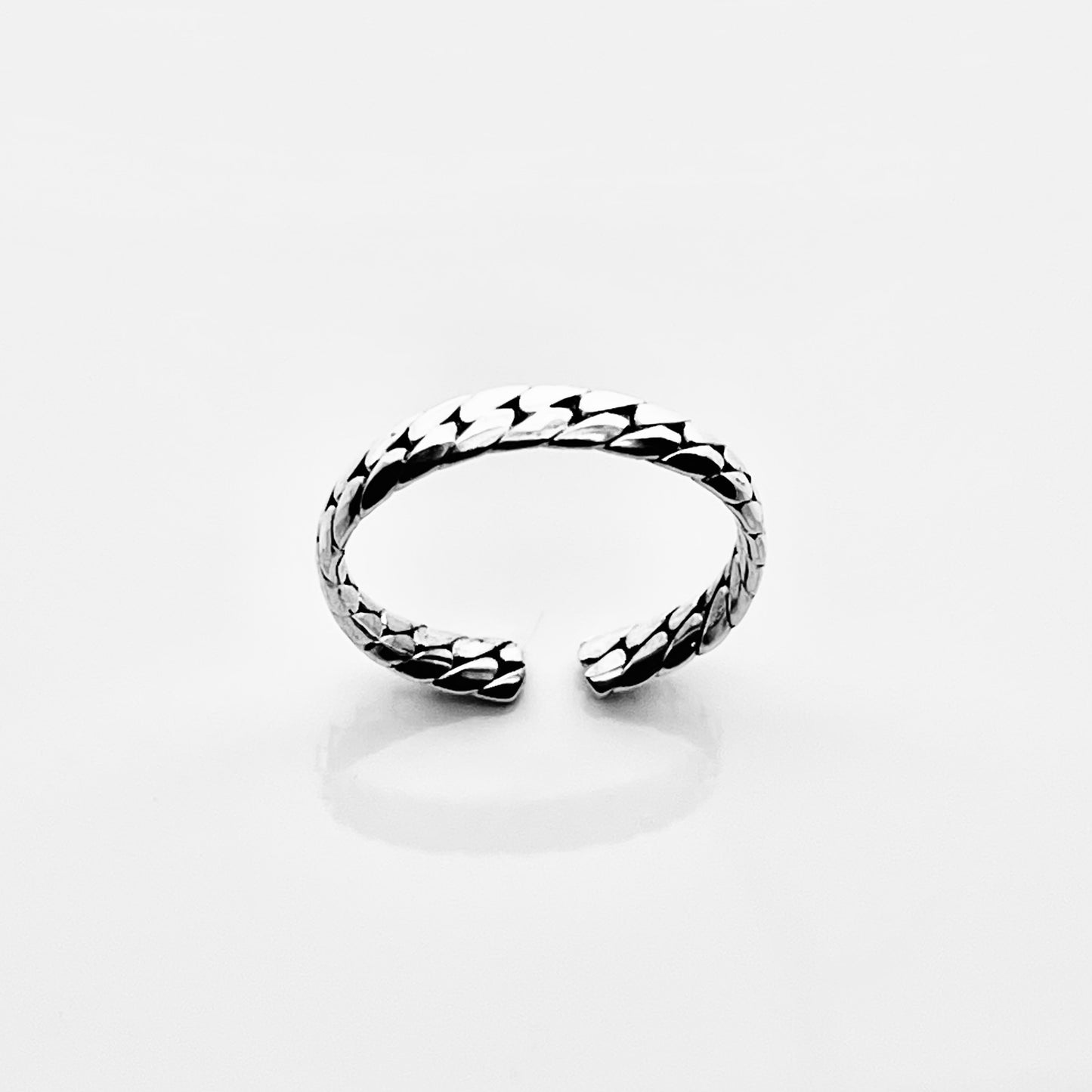 Sterling Silver Flat Link Band Toe Ring | Chain Links Silver Rings