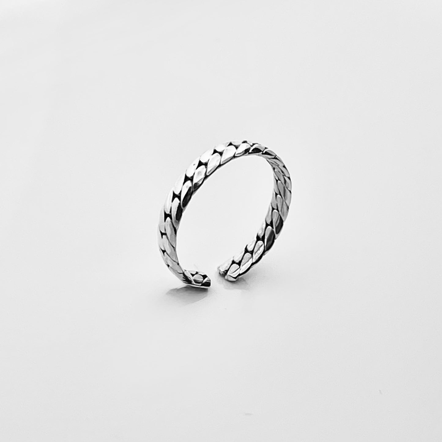 Sterling Silver Flat Link Band Toe Ring | Chain Links Silver Rings
