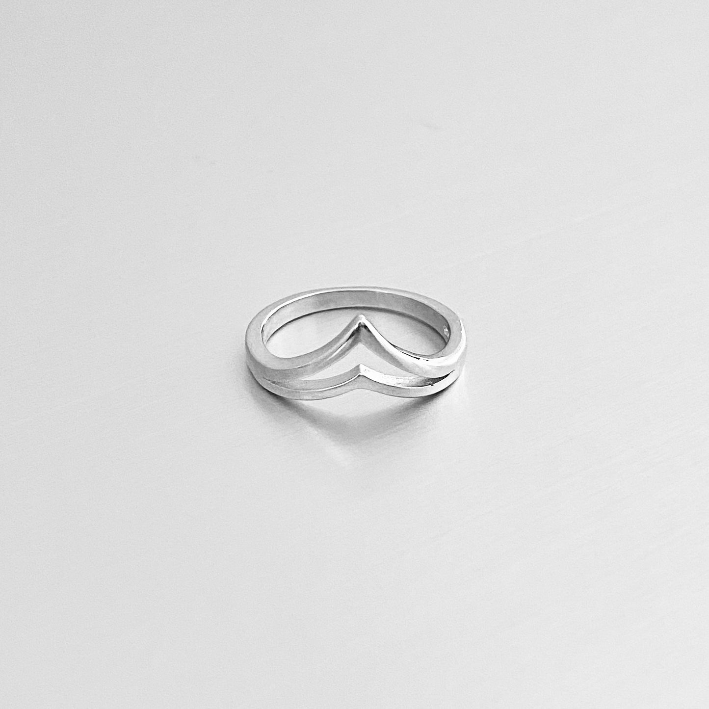 Sterling Silver Double V Shape Ring, Chevron Silver Ring