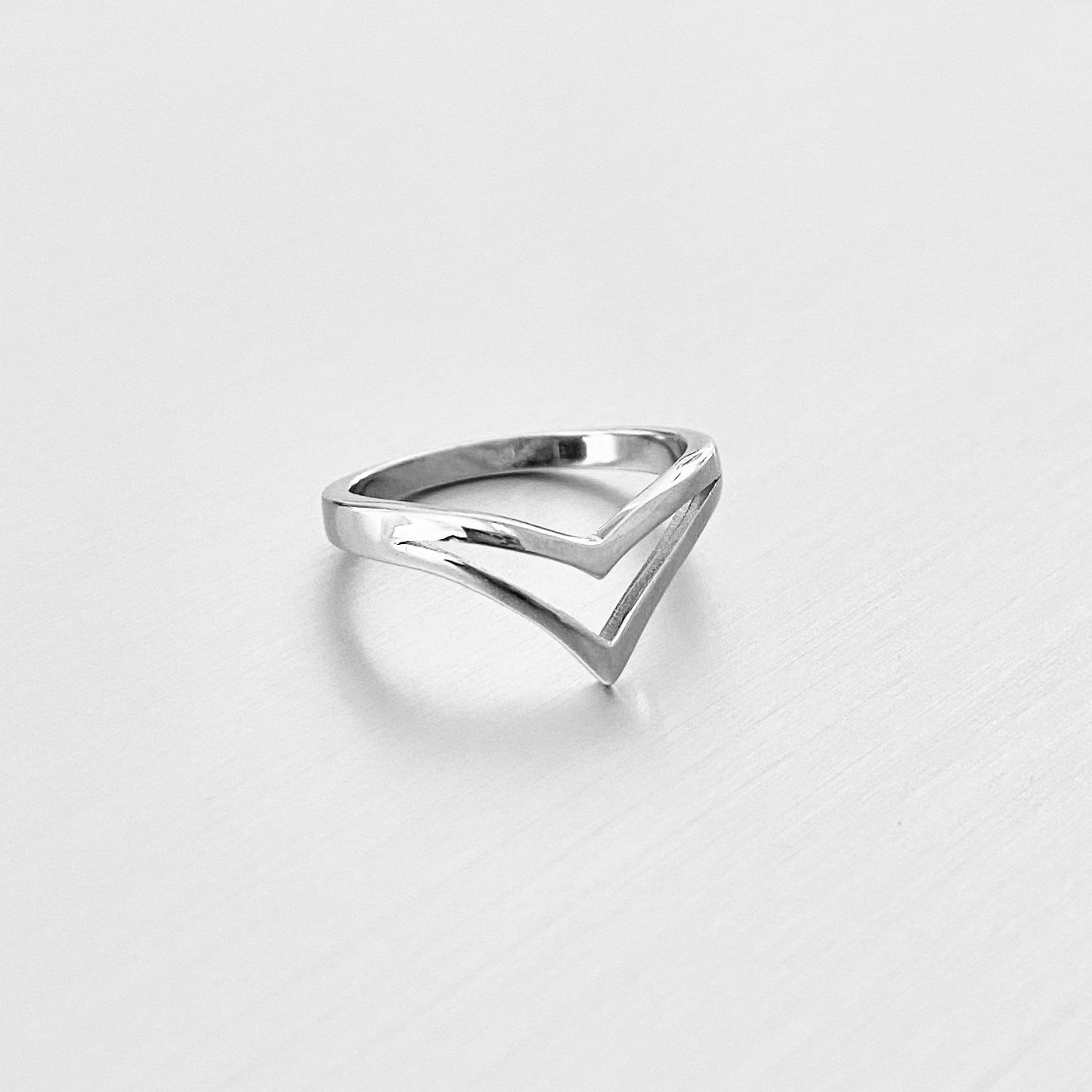 Sterling Silver Double V Shape Ring, Chevron Silver Ring