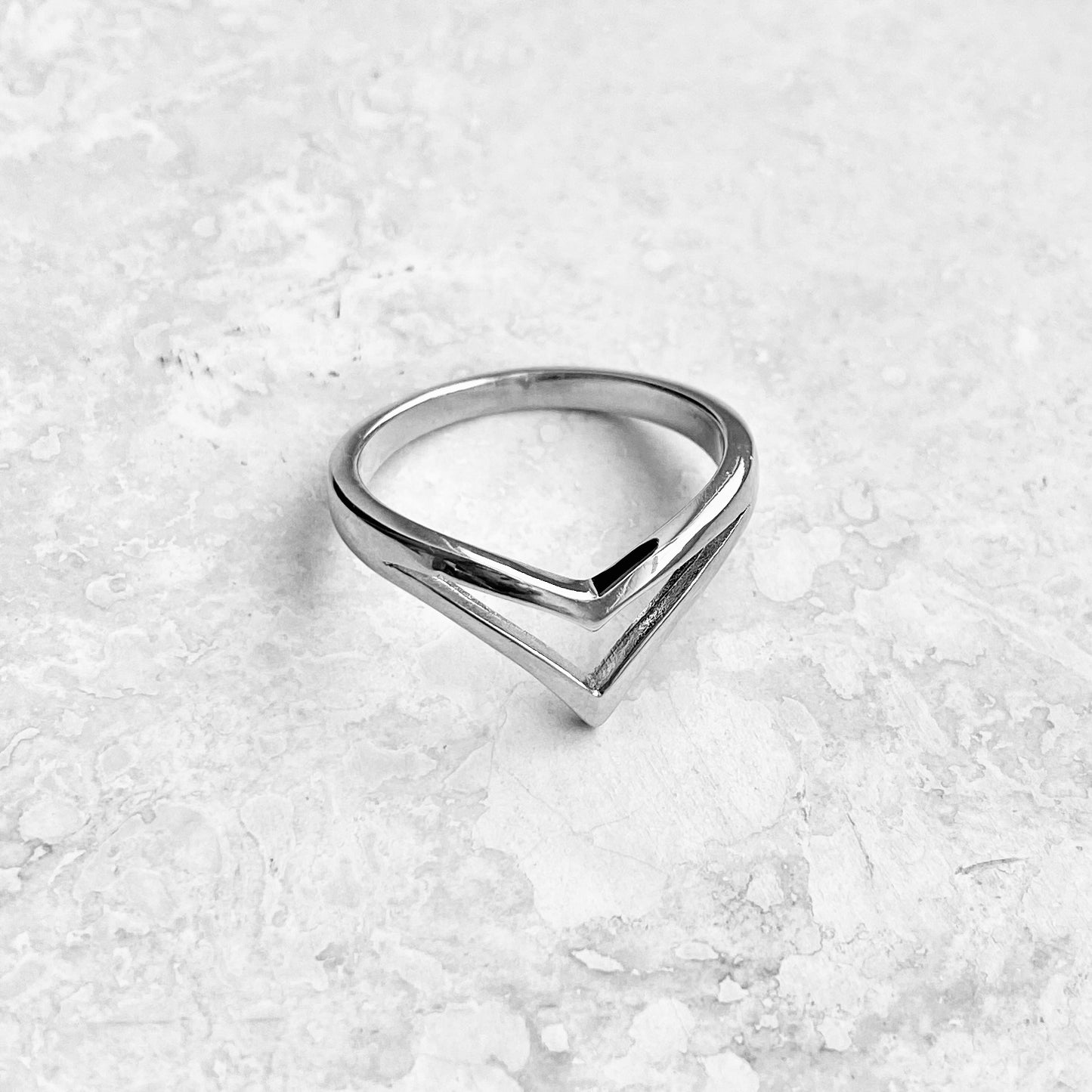 Sterling Silver Double V Shape Ring, Chevron Silver Ring