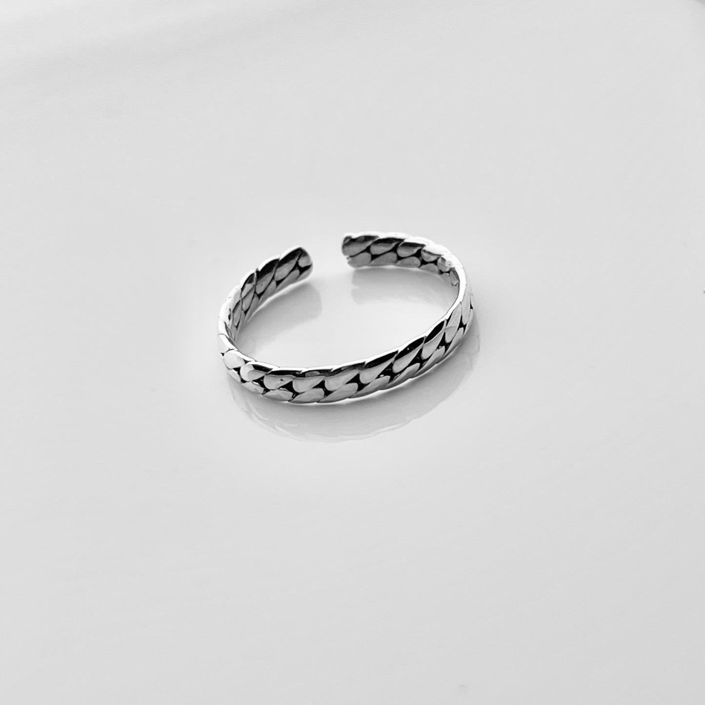 Sterling Silver Flat Link Band Toe Ring | Chain Links Silver Rings