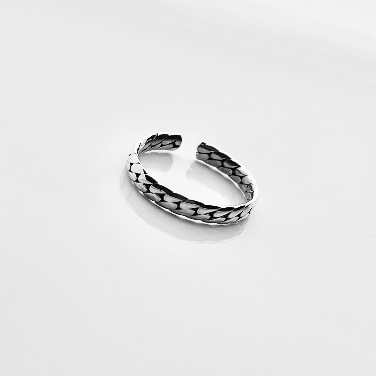 Sterling Silver Flat Link Band Toe Ring | Chain Links Silver Rings