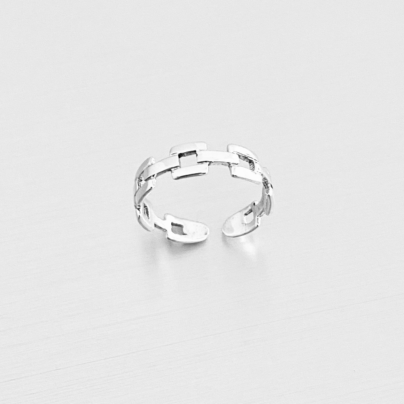 Sterling Silver Square Link Toe Ring, Chain Silver Ring, Midi Ring