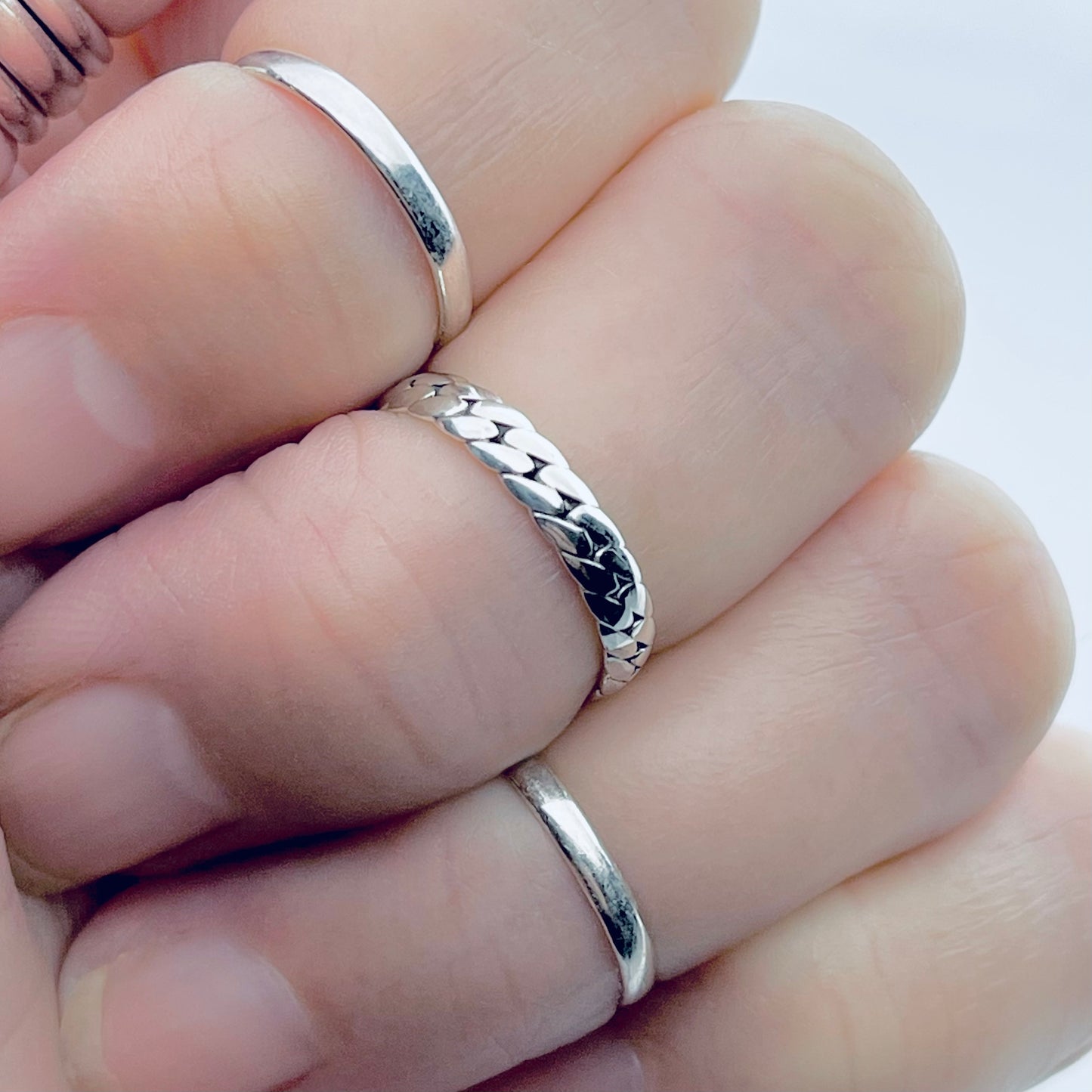 Sterling Silver Flat Link Band Toe Ring | Chain Links Silver Rings